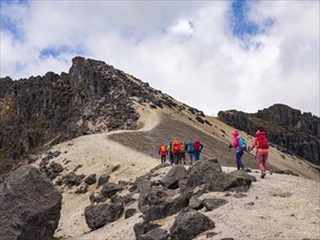 Mountaineers climb the Guagua Pichincha volcano