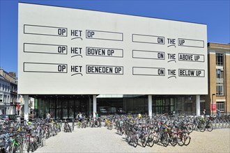 On the Up by Lawrence Weiner during the 2012 temporary TRACK exhibition of contemporary art at Ghent