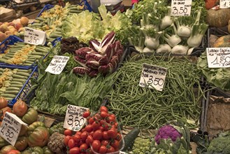 Vegetables on offer in the large market hall