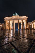 Brandenburg Gate at night from an interesting perspective