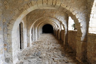 Path to the monks' cells, monastery church, Arkadi Monastery, Moni Arkadi, national monument,