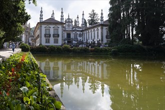 Reflection, pond, Mateus Palace (Fundacao da Casa de Mateus), Mateus, Vila Real, Portugal, Europe