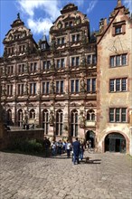 Heidelberg castle, Courtyard with the Friedrich building, Heidelberg, Baden Wurttemberg, Germany,