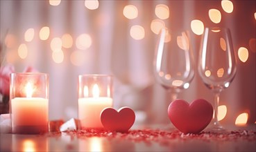 A lovely romantic scene with a glass of wine and soft candlelight AI generated