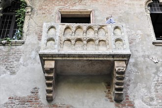 Balcony at Juliet's house, Casa di Giulietta, setting of Shakespeare's Romeo and Juliet, Verona