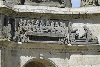 Stone reliefs Entrance into Jerusalem, Last Supper and Washing of the Feet, Calvary Calvaire,