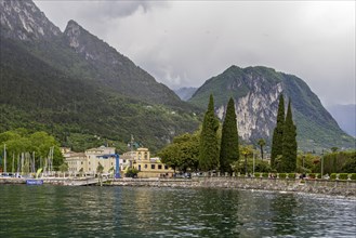 Riva del Garda in the north of Lake Garda, promenade path, Riva del Garda, Trento, Trentino-Alto