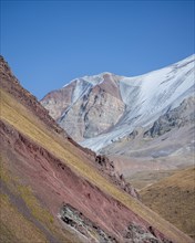 Mountain landscape with glaciated peak Pik ITMO University, Trans Alay Mountains, Pamir Mountains,