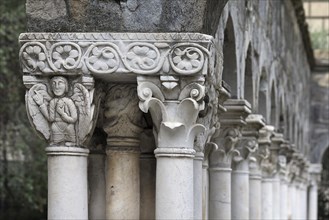 Detailed view of the columns of the restored cloister of Sant'Andrea 12th century, Via di Porta
