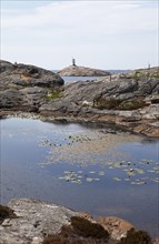 Skallens Fyr lighthouse on the archipelago island of Marstrandsoe, Marstrand, Vaestra Goetalands