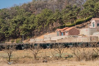 Chungju, South Korea, March 22, 2020: For editorial use only. Newly constructed single family homes