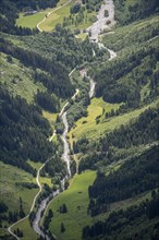 View of a mountain valley, Zemmgrund with Zemmbach stream, Zillertal Alps, Tyrol, Austria, Europe