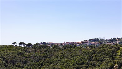 Mountain village of San Piero in Campo, view from Sant'ilario in Campo, Elba, Tuscan Archipelago,