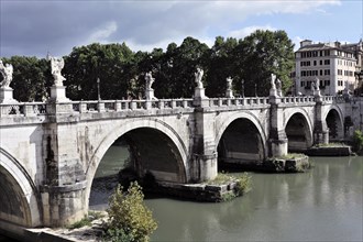 Angel Sculptures at Castel Sant'Angelo and the Aelius Bridge over the Tiber, UNESCO World Heritage