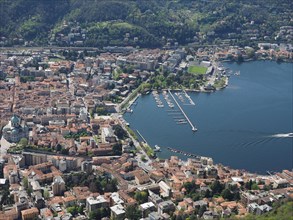 Aerial view of Como, Italy, Europe