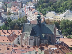 Aerial view with church of Brno, Czech republic