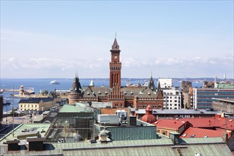 City view Helsingborg, in the centre the town hall, Skane laen, Sweden, Europe