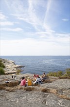 Picnic on the archipelago island of Marstrandsoe, Marstrand, Vaestra Goetalands laen, Sweden,