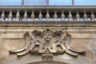 Figural ornamentation in the courtyard of Palazzo Doria Spinola, former 16th century manor house,