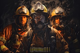 Firefighters fighting against a forest fire, AI Generated, AI generated