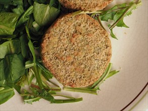 Vegan burger with salad