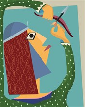The archer, abstract art colorful vector card