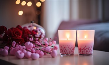 Exquisite table setting with candles and chocolates, perfect for a romantic evening AI generated