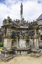 Calvary Calvaire, granite stone carving, Enclos Paroissial parish enclosure of Guimiliau, Finistere