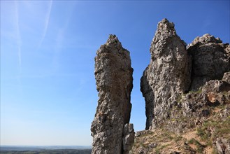 Ehrenbuerg rock and the Walberla rock near Kirchehrenbach, Wiesenthauer Nadel, district of