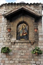 Church picture, Madonna picture, old town, centre, Assisi, Italy, Europe