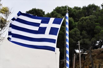 Greek flag, Rethymno, Crete, Greece, Europe