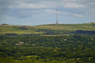 Television antenna Roc'h Tredudon, on the right mountain Roc'h Ruz, seen from Mont Saint-Michel de