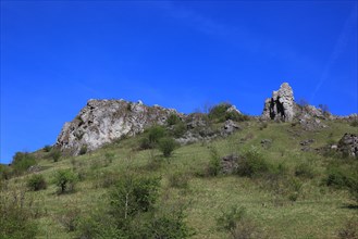 Ehrenbuerg rock and the Walberla rock, the stone woman, near Kirchehrenbach, district of Forchheim,