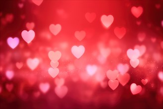 A romantic and dreamy background featuring heart-shaped bokeh lights, perfect for Valentine s Day