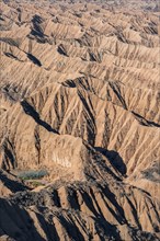 Canyons and eroded hills, Badlands, Valley of the Forgotten Rivers, near Bokonbayevo, Yssykkoel,