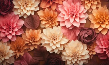 Densely packed pastel flowers and petals creating a full floral background AI generated