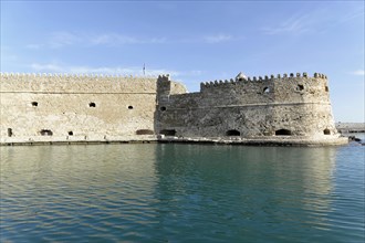 Koules Castle, Venetian harbour, yachts and fishing boats, Heraklion, Iraklion, Crete, Greece,