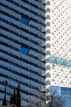 Facade of modern office buildings in Barcelona in Spain