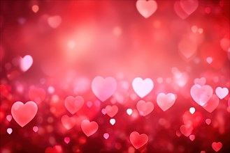 A romantic and dreamy background featuring heart-shaped bokeh lights, perfect for Valentine Day or