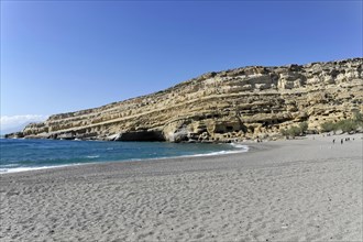 Bay, Matala beach, Matala, Crete, Greece, Europe