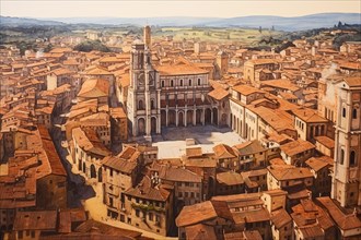 Surrealist view of old Florence city center in paper style, Italy, AI Generated, AI generated,