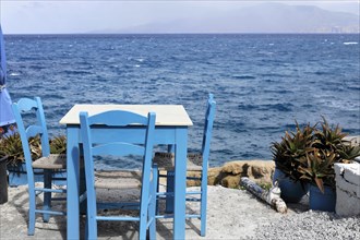 The bay of Matala, island, sea, village, summer, blue sky, beach, bathing beach, island of Crete,