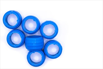 Blue hydraulic and pneumatic O-rings isolated on white background. PEX rings. Sealing gaskets for