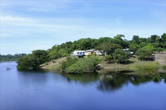 Settlement along an Amazon tributary, Amazonas state, Brazil, South America