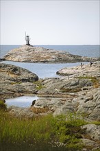 Skallens Fyr lighthouse on the archipelago island of Marstrandsoe, Marstrand, Vaestra Goetalands