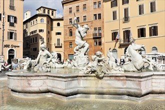 Fountain of the Moors, Fontana del Moro, Piazza Navona, Rome, Lazio, Italy, Europe