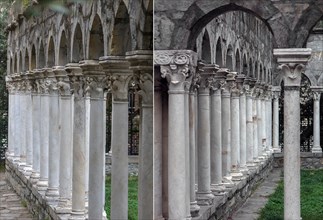Columns from the restored cloister of Sant'Andrea 12th century, Via di Porta Soprana 12, Genoa,