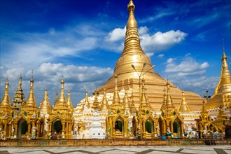 Myanmar famous sacred place and tourist attraction landmark, Shwedagon Paya pagoda. Yangon,