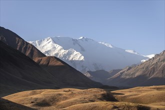 Mountain landscape in front of Lenin Peak, Trans Alay Mountains, Pamir Mountains, Osh Province,