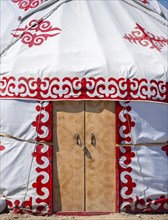 Entrance to a yurt, Kyrgyzstan, Asia